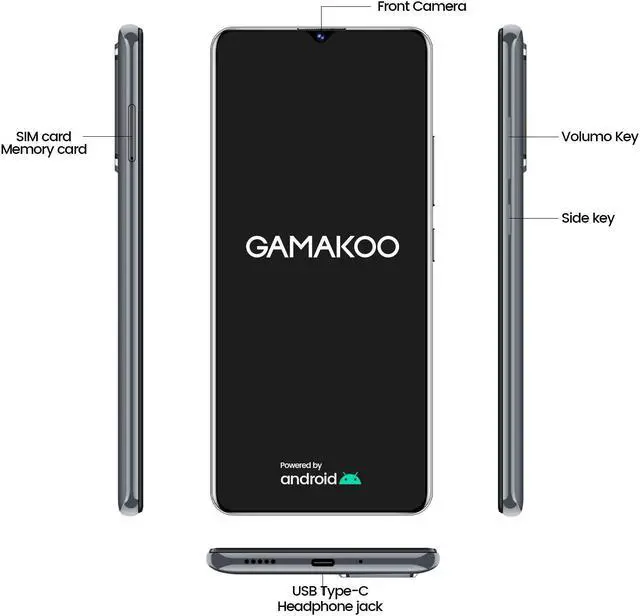 Alt view image 2 of 6 - GAMAKOO K50 Unlocked Cell Phone 128GB+4GB Dual SIM 6.53" HD+ Display | Android 10.0 | Octa-Core | 5380mAh Long Battery | US Version 4G Android Smartphone | Blue