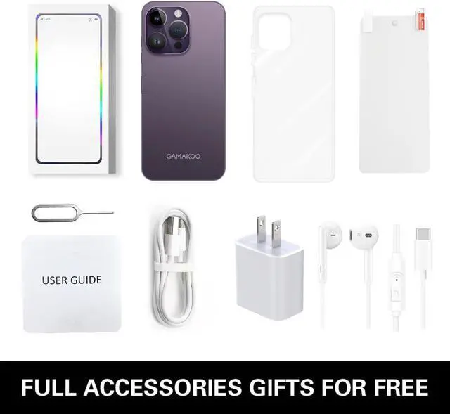 Alt view image 4 of 6 - GAMAKOO G14 Pro Android Smartphone 128GB+4GB Dual SIM 6.7 inch | 4G Unlocked Cell Phone | Octa-Core | 5000mAh Long Battery Life | Android 10.0 | 16MP+8MP Camera Mobile Phone | Purple