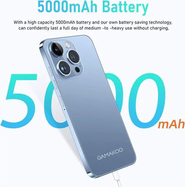 Alt view image 3 of 6 - GAMAKOO G14 Pro Android Smartphone 128GB+4GB Dual SIM 6.7 inch | 4G Unlocked Cell Phone | Octa-Core | 5000mAh Long Battery Life | Android 10.0 | 16MP+8MP Camera Mobile Phone | Purple