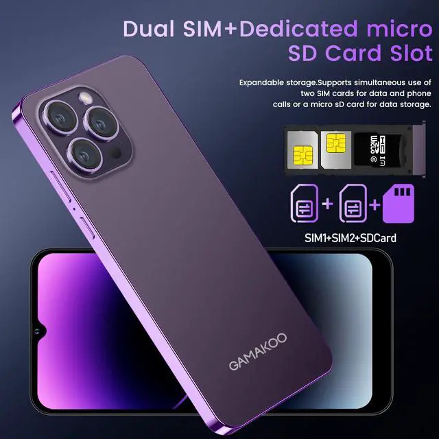Alt view image 6 of 7 - GAMAKOO G14 Android Cell Phones Dual SIM 64GB+4GB 6.52" HD+ Display | Octa-Core | 4000mAh Long Battery | Expandable to 128GB | Android 10.0 | Cheap 4G Unlocked Smartphone Gold