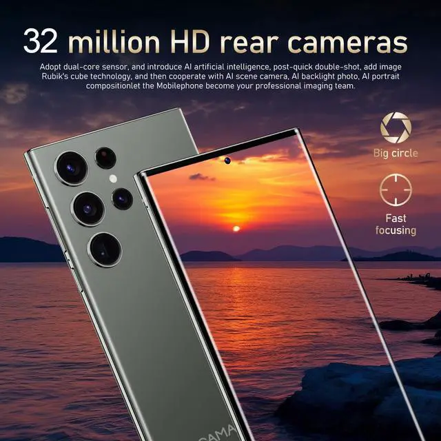 Alt view image 4 of 7 - GAMAKOO G24 Ultra 128GB Dual SIM 7inch Unlocked Smartphone Mobile Phone 24MP+32MP Snapdragon8 Android 14 5000mAh Pink