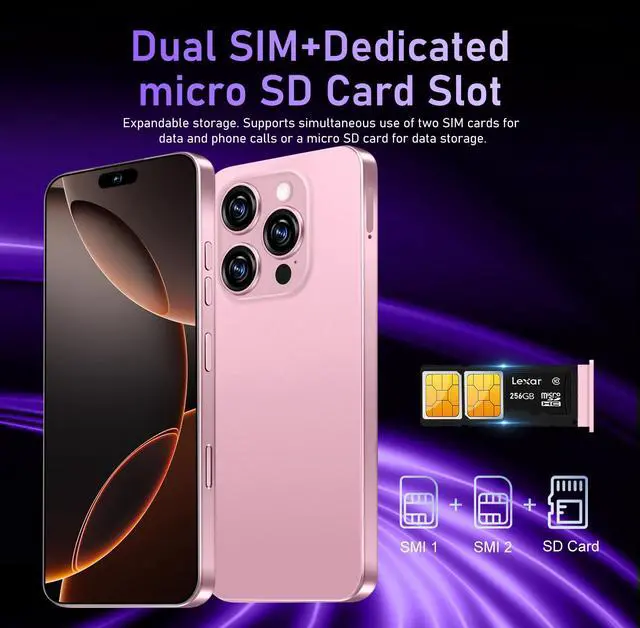 Alt view image 7 of 7 - GAMAKOO G16 PRO MAX 5G Smartphone Dual Sim 8GB+256GB | 7 inch Screen | Android 15 | 6000 mAh Battery | 16 MP+32 MP | Cheap Unlocked Cell Phone Dark Purple