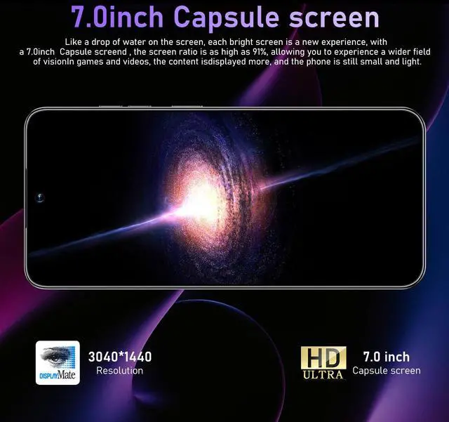 Alt view image 3 of 7 - GAMAKOO G16 PRO MAX 5G Smartphone Dual Sim 8GB+256GB | 7 inch Screen | Android 15 | 6000 mAh Battery | 16 MP+32 MP | Cheap Unlocked Cell Phone Dark Purple