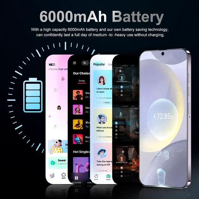 Alt view image 5 of 6 - GAMAKOO G25 Ultra 5G Smartphone Dual Sim 8GB+256GB | 7 inch Screen | Android 15 | 6000 mAh Battery | 16MP+48MP | Cheap Unlocked Cell Phone Purple
