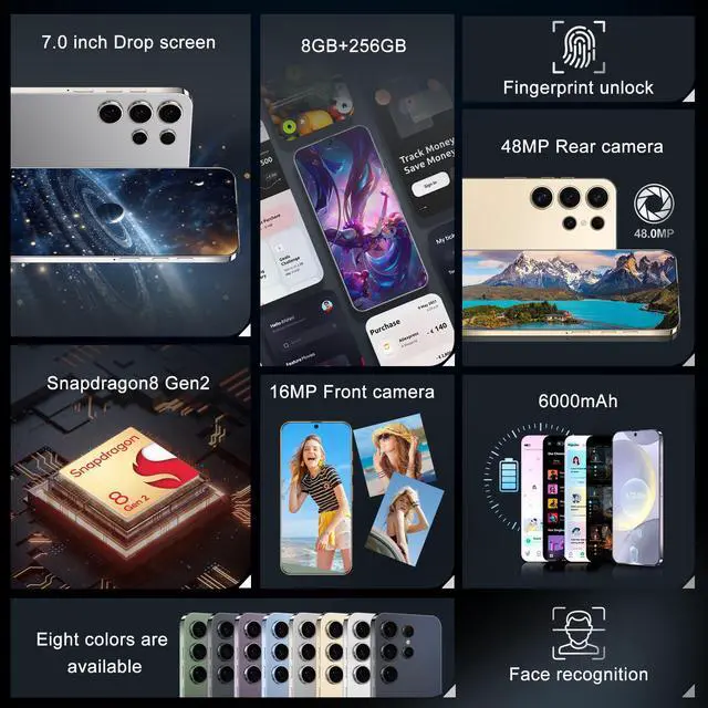 Alt view image 2 of 6 - GAMAKOO G25 Ultra 5G Smartphone Dual Sim 8GB+256GB | 7 inch Screen | Android 15 | 6000 mAh Battery | 16MP+48MP | Cheap Unlocked Cell Phone Purple