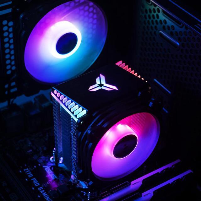 Alt view image 6 of 7 - JONSBO CR1400 COLOR CPU Cooler H126mm,Air Cooling Tower Radiator, Desktop PC AM4/AM5 heatsink, 4 Copper Heatpipes for AMD /Intel LGA1700/1200/115X ,  92mm RGB Fan,  Auto Rainbow Lighting on Top, Black