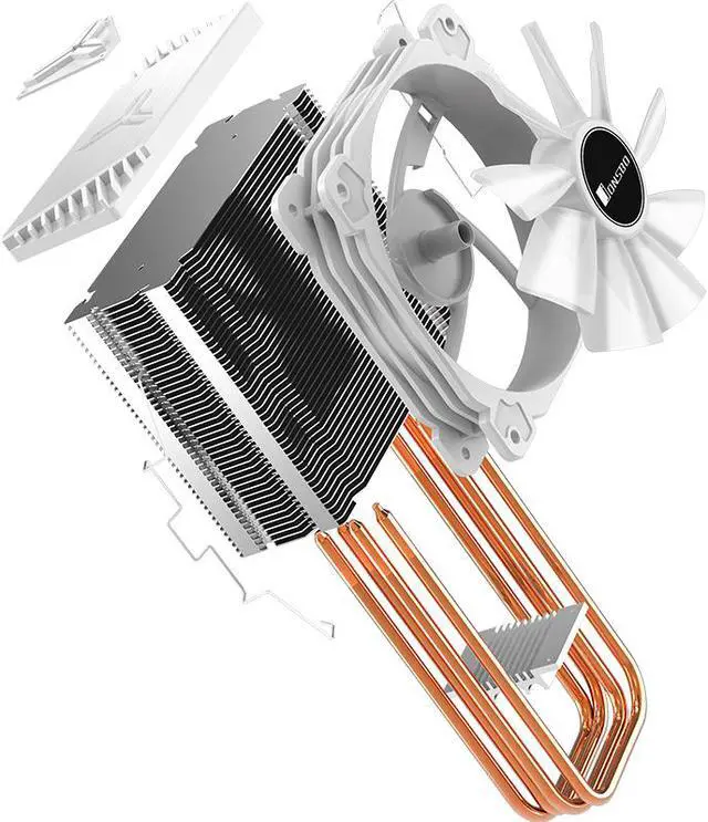 Alt view image 6 of 7 - JONSBO CR1000 WHITE CPU Cooler ,White Air Cooler series H:158mm, 4 Copper Heat-pipes Insert Aluminum Fin for AM4 /AM5/Intel LGA1200/115X, 120mm PWM  Colorful Fan  Detachable Blade, Lighting Top