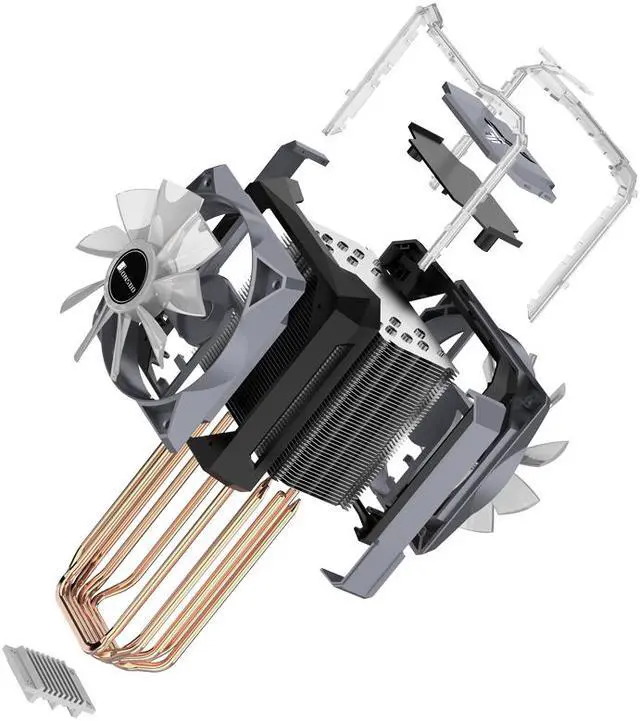 Alt view image 7 of 7 - JONSBO CR1100 ARGB, Performance CPU Cooler, Air Cooler H165mm,  6 Copper Heatpipes ARGB Sync PC for AMD Ryzen/Inte LGA1200/1151, 2x120mm ARGB PWM Fan Blade Detachable,  ARGB Top Cover &  Sides, Gray