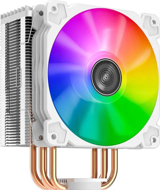 Alt view image 4 of 7 - JONSBO CR1000 WHITE CPU Cooler ,White Air Cooler series H:158mm, 4 Copper Heat-pipes Insert Aluminum Fin for AM4 /AM5/Intel LGA1200/115X, 120mm PWM  Colorful Fan  Detachable Blade, Lighting Top