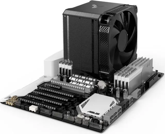Alt view image 7 of 7 - JONSBO HX6250  Performance CPU Cooler, H162mm  6 Heat Pipe Single Tower Air Radiator , AM5, Crooked Neck Structure, No Block to Memory,14cm High Flow  4 Pin PWM Fan, CTG thermal grease, Black