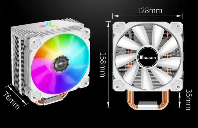 Alt view image 7 of 7 - JONSBO CR1000 WHITE CPU Cooler ,White Air Cooler series H:158mm, 4 Copper Heat-pipes Insert Aluminum Fin for AM4 /AM5/Intel LGA1200/115X, 120mm PWM  Colorful Fan  Detachable Blade, Lighting Top