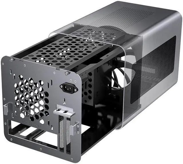 Alt view image 7 of 7 - JONSBO V8 Compact Mini Aluminum ITX Case, Support 240 Liquid Cooler/330mm Graphics Card/2x3.5”HDD&1X2.5”SSD/ITX/DTX /SFX-L Power Supply, Pull-out Structure, 1x 20cm Fan/USB3.0, Type-C/ HD Auido, Gray