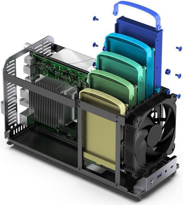 Alt view image 3 of 7 - JONSBO N1 Mini-ITX NAS Chassis, ITX Computer Case, 5+1 Disk Bays NAS Mini Aluminum with Steel Plate Case, Built-in 14cm Fan, Only SFX Power Bite, Support H 70mm CPU Cooler