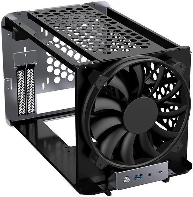 Alt view image 6 of 7 - JONSBO V8 Compact Mini Aluminum ITX Case, Support 240 Liquid Cooler/330mm Graphics Card/2x3.5”HDD&1X2.5”SSD/ITX/DTX /SFX-L Power Supply, Pull-out Structure, 1x 20cm Fan/USB3.0, Type-C/ HD Auido, Gray