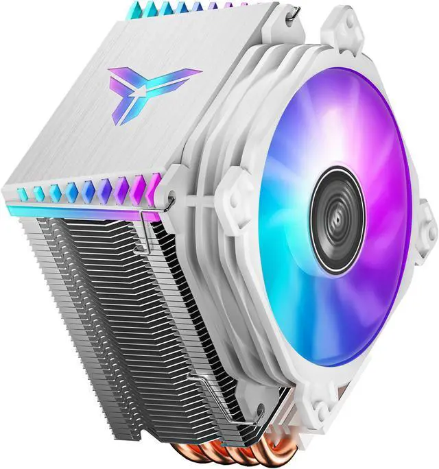Alt view image 6 of 7 - JONSBO CR1400 WHITE CPU Cooler H126mm , Air Cooling Tower Radiator , Desktop PC AM4/AM5 heatsink, 4 Copper Heatpipes for AMD /Intel LGA1200/115X , 92mm RGB Fan, Auto RGB Lighting on Top, White