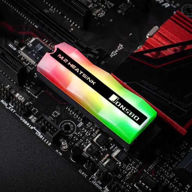 Alt view image 6 of 7 - JONSBO M.2-2 ARGB Hard Drive Cooling, M2.2280 SSD Heatsink , 5V 3Pin Addressable RGB Sync Multi Main board, Efficient Heat Dissipation Performance Stable, Buckle Type Fixation, Easy to Install, Gray