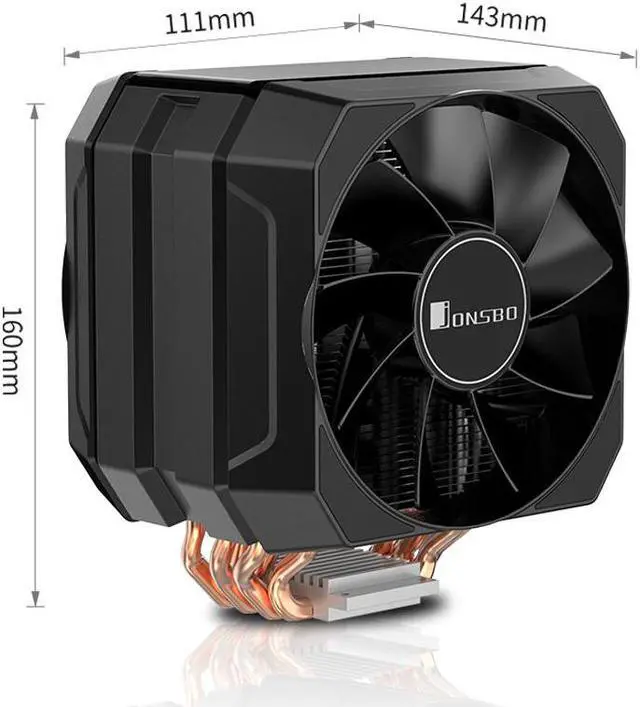Alt view image 3 of 7 - JONSBO MX600 Dual Fan CPU Cooler , HDT 6 Copper Heat-pipes   Aluminum Fin for AMD /Intel LGA775/1200/115X, 131mm PWM Dual Fan , 5V Adressable RGB Top Cover,Fully Covered Armor,  Gray
