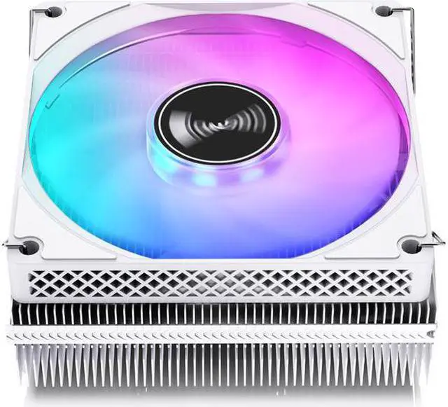 Alt view image 2 of 7 - JONSBO HX4170D WHITE High  Performance Down-flow CPU Cooling with Auto Colorful Lighting , H45.30mm Radiator, Full reflow Welded Fins Strong Copper Base with 4 High Load Heat Pipes, White