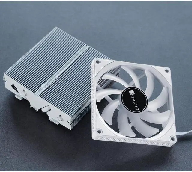 Alt view image 6 of 7 - JONSBO HX4170D WHITE High  Performance Down-flow CPU Cooling with Auto Colorful Lighting , H45.30mm Radiator, Full reflow Welded Fins Strong Copper Base with 4 High Load Heat Pipes, White