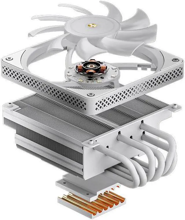Alt view image 4 of 7 - JONSBO HX6200D WHITE High Performance  Down-flow CPU Cooling,  Addressable RGB  CPU Cooler, 6 Copper Heatpipes  Radiator,H:63MM, 12cm Fans, FDB, with 1g Silicone Grease, White
