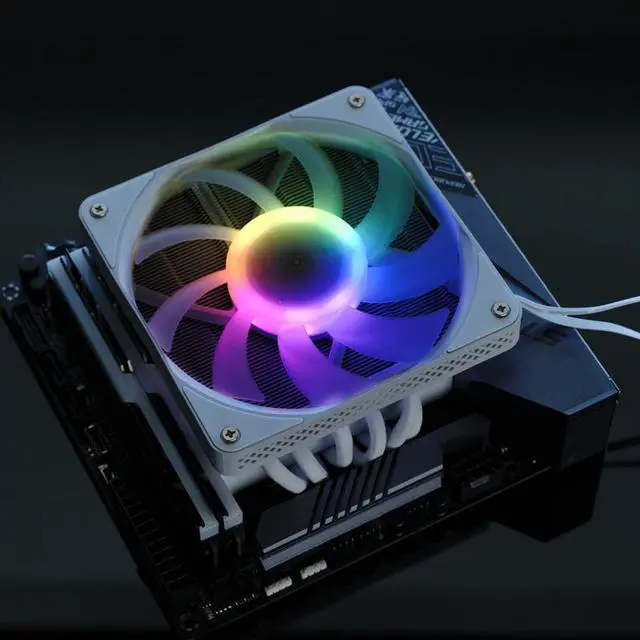 Alt view image 5 of 7 - JONSBO HX6200D WHITE High Performance  Down-flow CPU Cooling,  Addressable RGB  CPU Cooler, 6 Copper Heatpipes  Radiator,H:63MM, 12cm Fans, FDB, with 1g Silicone Grease, White