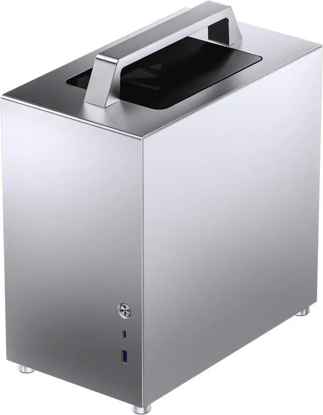 Alt view image 2 of 7 - JONSBO T8 PLUS SILVER Mini- ITX Tower Computer Case, Portable Mini ITX case  Aluminum/Steel/Tempered Glass- Sides, PSU ATX (Max.140mm), 4 Drive Bay, Built-in 1x140mm Fan Top, Silver PC Case