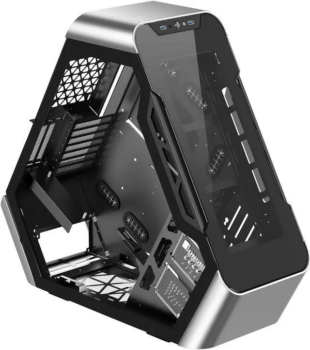 Alt view image 4 of 7 - JONSBO TR03-G SILVER ATX Mid Tower Computer Case, Triangular Heteroclite Aluminum ATX GAMING PC Case, RTX4090 Support, Support 360 Liquid / 175mm Air Cooling , Support PSU Standard ATX PS2(Max.185mm)
