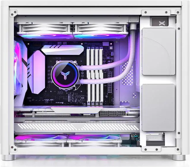 Alt view image 4 of 7 - JONSBO D30 WHITE Mini Micro ATX Tower Computer Case, Aluminum/Steel/Tempered Glass-1 Side, Simple High Compatibility MATX Case, Support 240 Water & 168mm Air Cooling, 355mm GPU ,Interchangeable Side