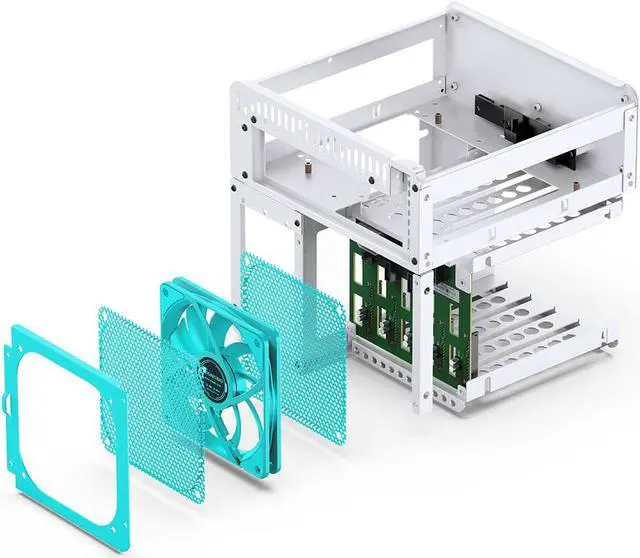 Alt view image 6 of 7 - JONSBO N2 WHITE Mini NAS Case ITX, 5+1 Disk Bays Mini Aluminum with Steel Plate Case, Built-in 12cm Fan, SFX Power Bite (L150mm Max.), Support 65mm CPU Cooler , Integrated Upper Cover Removable,White