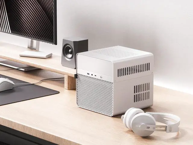 Alt view image 7 of 7 - JONSBO N2 WHITE Mini NAS Case ITX, 5+1 Disk Bays Mini Aluminum with Steel Plate Case, Built-in 12cm Fan, SFX Power Bite (L150mm Max.), Support 65mm CPU Cooler , Integrated Upper Cover Removable,White