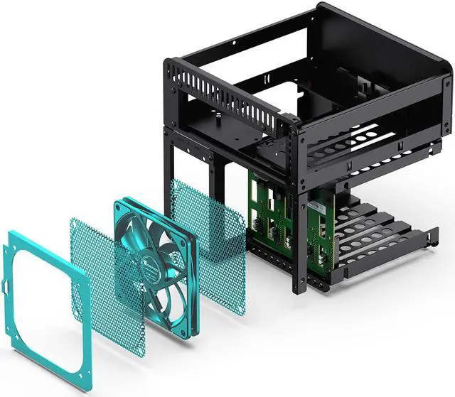 Alt view image 6 of 7 - JONSBO N2 BLACK Mini NAS Case ITX, 5+1 Disk Bays Mini Aluminum with Steel Plate Case, Built-in 12cm Fan, SFX Power Bite (L150mm Max.), Support 65mm CPU Cooler , Integrated Upper Cover Removable,Black