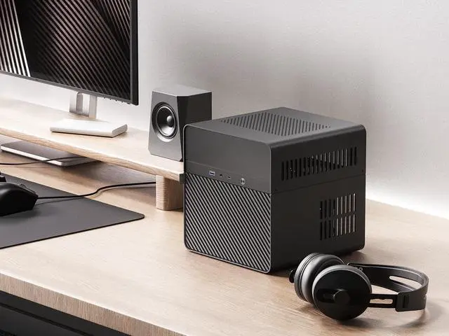 Alt view image 7 of 7 - JONSBO N2 BLACK Mini NAS Case ITX, 5+1 Disk Bays Mini Aluminum with Steel Plate Case, Built-in 12cm Fan, SFX Power Bite (L150mm Max.), Support 65mm CPU Cooler , Integrated Upper Cover Removable,Black