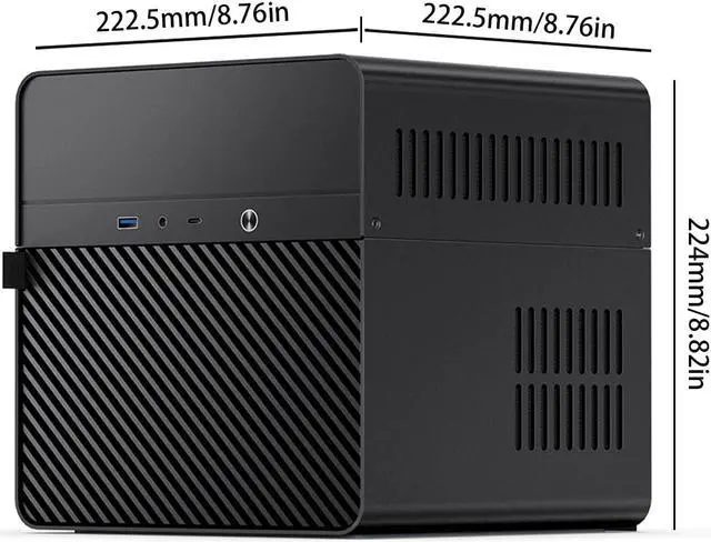 Alt view image 8 of 7 - JONSBO N2 BLACK Mini NAS Case ITX, 5+1 Disk Bays Mini Aluminum with Steel Plate Case, Built-in 12cm Fan, SFX Power Bite (L150mm Max.), Support 65mm CPU Cooler , Integrated Upper Cover Removable,Black