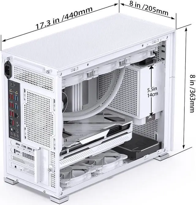 Alt view image 8 of 7 - JONSBO D31 MESH SC WHITE Micro ATX Computer Case with Sub HD-LCD Display, M-ATX/DTX/ITX Mainboard/Support RTX 4090(335-400mm) GPU 360/280AIO,Power ATX/SFX: 100mm-220mm  Multiple Tool-free Design,White