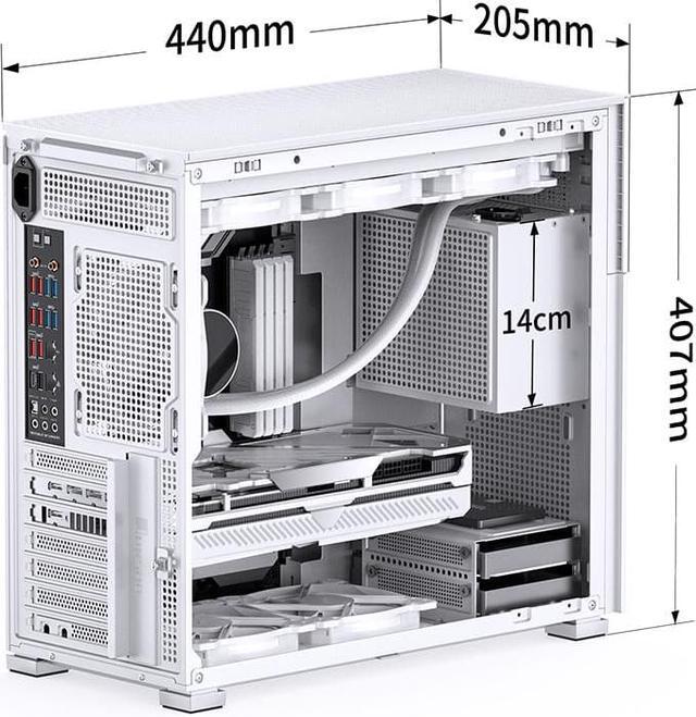 Alt view image 5 of 7 - JONSBO D41 MESH SC WHITE ATX Computer Case with Sub HD-LCD Display, Support MB: ATX/M-ATX,Support GPU RTX 4090(335-400mm), AIO360/280/240, Power ATX/SFX: 100mm-220mm  Multiple Tool-free Design, White
