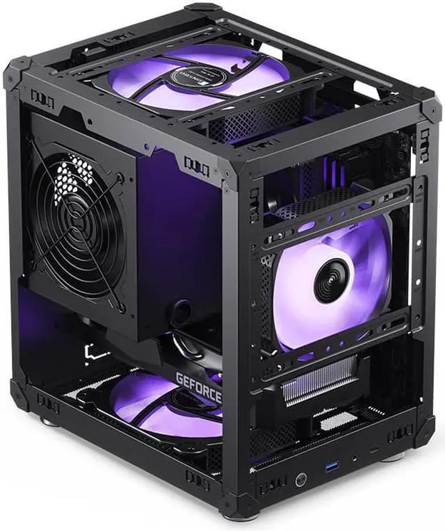 Alt view image 4 of 7 - JONSBO C6 BLACK MATX Mesh Case,Simple Compact Desktop Micro ATX Chassis,1+2 Disk Bays Steel Plate Case, ATX Power Bite (L185mm Max.),Support 75mm CPU Cooler,Upper Cover/Side Panel Tool-free Open,Black