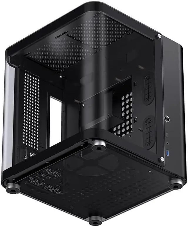 Alt view image 6 of 7 - JONSBO TK-1 BLACK  V2.0 Micro ATX Mini Tower Computer CASE, Hyperboloid Glass Design, Separated Cabinet structure, Al Alloy Shell Matx Desktop PC Case, Support ATX power supply/240 AIO/BTF MB, Black