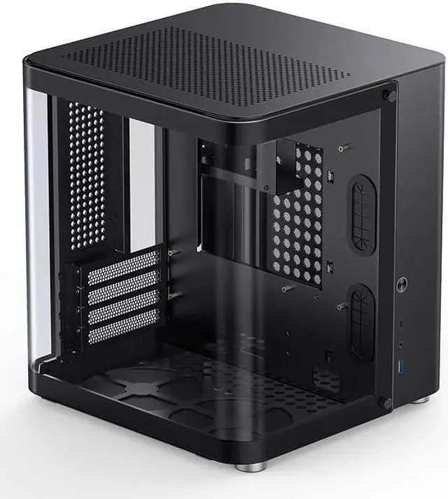 Alt view image 5 of 7 - JONSBO TK-1 BLACK  V2.0 Micro ATX Mini Tower Computer CASE, Hyperboloid Glass Design, Separated Cabinet structure, Al Alloy Shell Matx Desktop PC Case, Support ATX power supply/240 AIO/BTF MB, Black