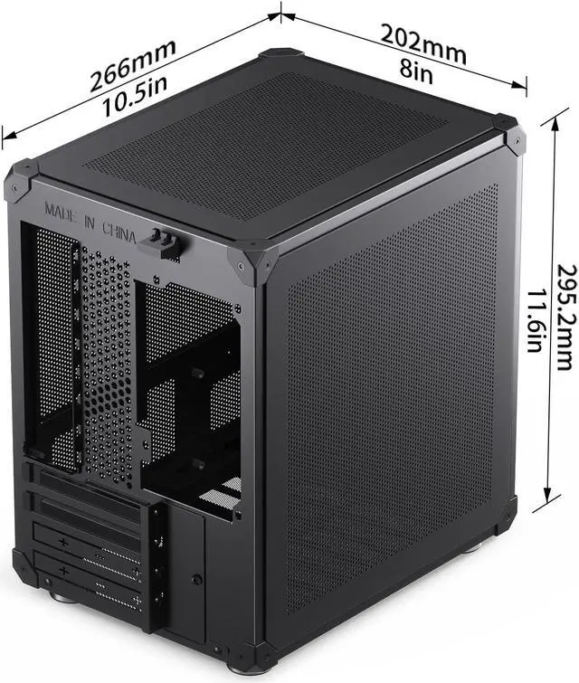 Alt view image 8 of 7 - JONSBO C6 BLACK MATX Mesh Case,Simple Compact Desktop Micro ATX Chassis,1+2 Disk Bays Steel Plate Case, ATX Power Bite (L185mm Max.),Support 75mm CPU Cooler,Upper Cover/Side Panel Tool-free Open,Black