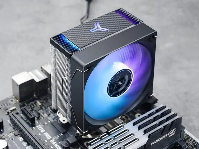 Alt view image 7 of 7 - JONSBO CR1000 EVO COLOR Silent Series CPU Cooler , Air Cooler RGB H154mm, 4 Copper Heat Pipe Insert Aluminum Fin for AM4/AM5/Intel LGA1700, 120mm PWM RGB 9-blades Fan , Top Cover RGB, Black