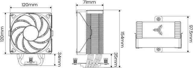 Alt view image 8 of 7 - JONSBO CR1000 EVO COLOR Silent Series CPU Cooler , Air Cooler RGB H154mm, 4 Copper Heat Pipe Insert Aluminum Fin for AM4/AM5/Intel LGA1700, 120mm PWM RGB 9-blades Fan , Top Cover RGB, Black