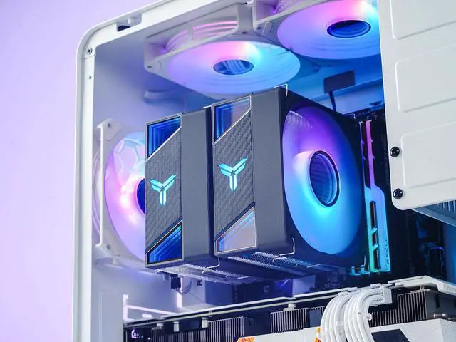 Alt view image 2 of 7 - JONSBO CR-3000ARGB CPU Cooler,120mm Dual-Fan Dual-Tower,7 High Efficiency Composite Anti-gravity Heatpipe,Support AM5/Intel LGA 1700,Illusion topper with ARGB,No Blocking of the Memory, Black