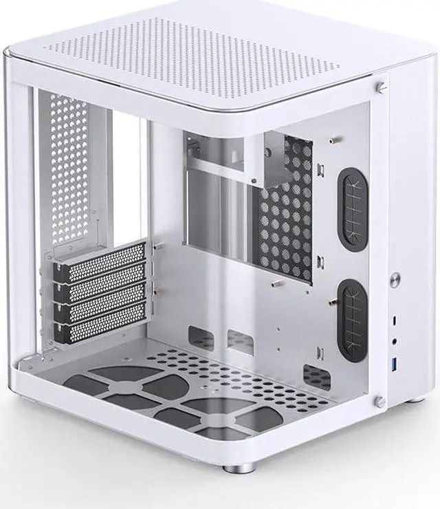 Alt view image 5 of 7 - JONSBO TK-1 WHITE V.2.0 Micro ATX Mini Tower Computer CASE, Hyperboloid Glass Design, Separated Cabinet structure, Al Alloy Shell Matx Desktop PC Case, Support ATX power supply/240 AIO/BTF MB, White