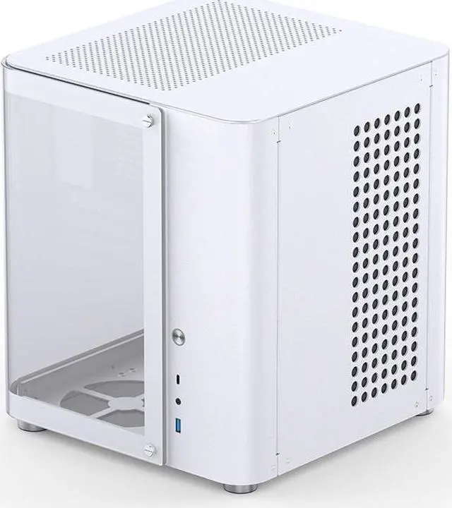 Alt view image 4 of 7 - JONSBO TK-1 WHITE V.2.0 Micro ATX Mini Tower Computer CASE, Hyperboloid Glass Design, Separated Cabinet structure, Al Alloy Shell Matx Desktop PC Case, Support ATX power supply/240 AIO/BTF MB, White