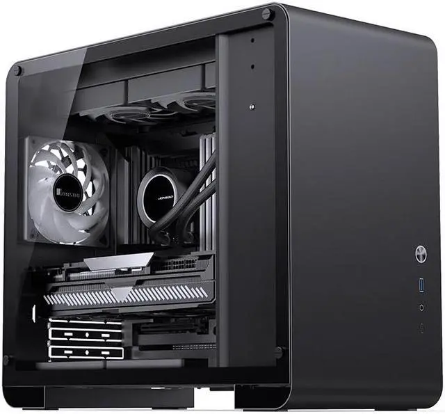 Alt view image 3 of 7 - JONSBO U4 MINI Black MATX  Side-Glass Window Computer Case, Back-plug Compact Desktop Chassis, High Compatibility AIO360, SP GPU 330-420mm PSU 145-200mm, Cooler 165mm , Black