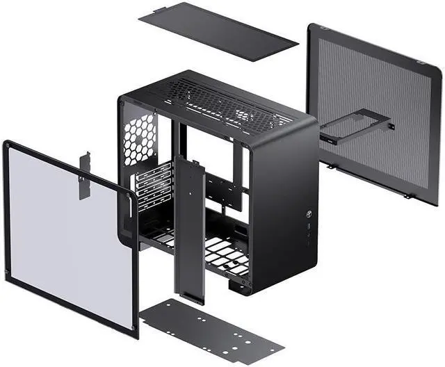 Alt view image 6 of 7 - JONSBO U4 MINI Black MATX  Side-Glass Window Computer Case, Back-plug Compact Desktop Chassis, High Compatibility AIO360, SP GPU 330-420mm PSU 145-200mm, Cooler 165mm , Black
