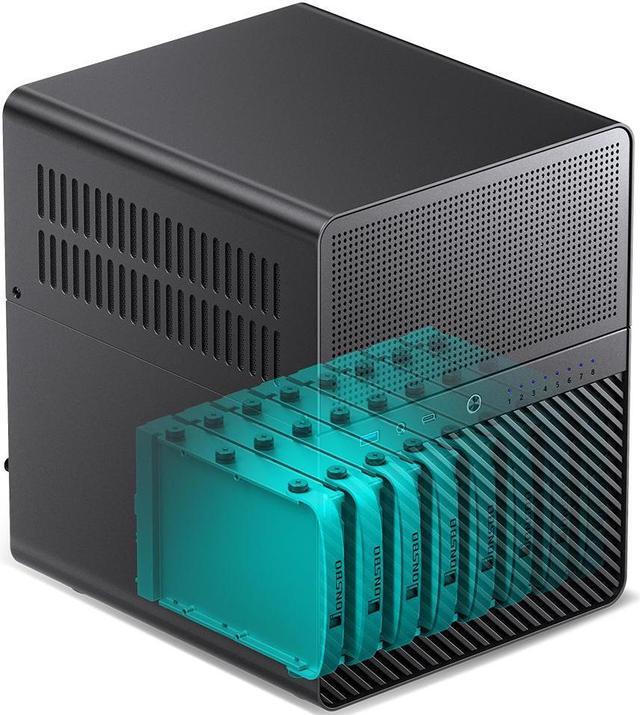 Alt view image 3 of 7 - JONSBO N3 Mini-ITX NAS PC Chassis, ITX Computer Case, 8+1 Disk Bays NAS Mini Aluminum with Steel Plate Case, Built-in 2x10cm Fan,  Power support: SFX105mm, Support 130mm CPU Cooler, Black