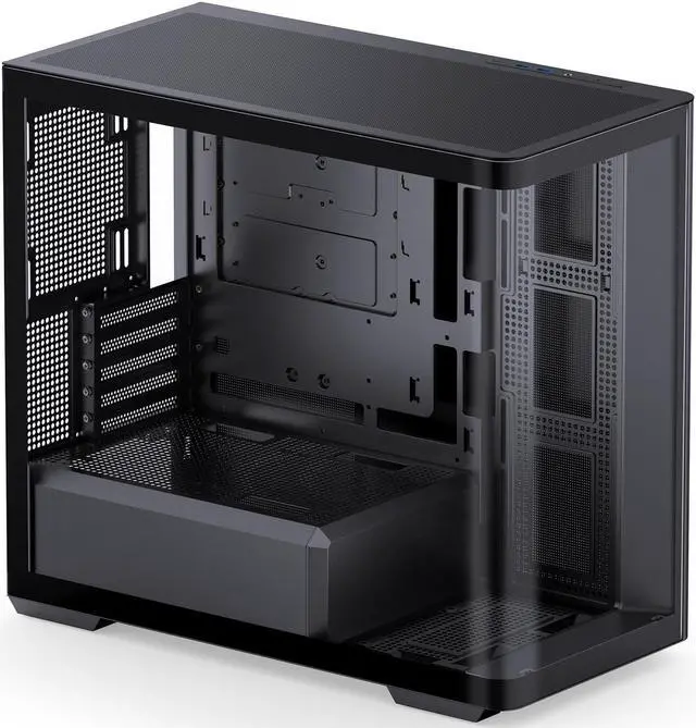 Alt view image 4 of 7 - JONSBO D300 BLACK Micro-ATX Computer Case, One-piece Glass Panel AO270 Deg View , MATX Back Plug-in BTF MB, Support 360 AIO, Support 40-series GPU, Black