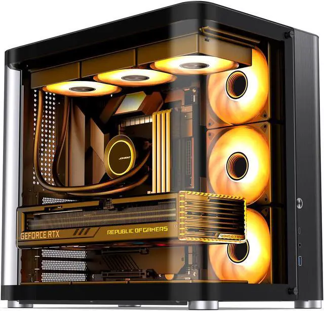 Main image of JONSBO TK-2 BLACK Separated Cabinet Case, ATX Computer Case,Bi-Bent Surround View Glass  , Aluminum Alloy, Support ITX/M-ATX /ATX,Support  360 AIO ,Type-C Port, Black