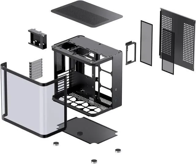 Alt view image 8 of 7 - JONSBO TK-2 BLACK Separated Cabinet Case, ATX Computer Case,Bi-Bent Surround View Glass  , Aluminum Alloy, Support ITX/M-ATX /ATX,Support  360 AIO ,Type-C Port, Black